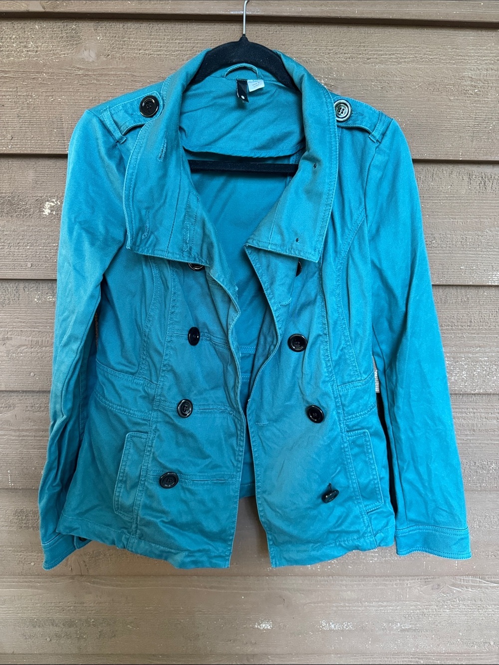 Divided Teal Double-Breasted Pea Coat size 8